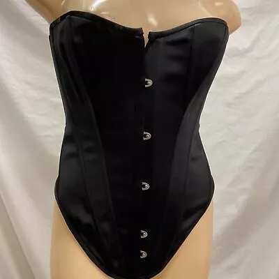 Liz Mitchell New Zealand: Moulin Rouge Black Leather Corset Bustier - Size 10 • $89