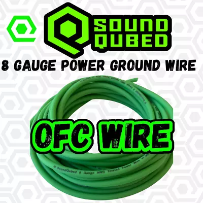 Soundqubed 8 Gauge OFC Power Ground Wire 8 Gauge Audio Wire GREEN 5FT - 45FT • $12.99