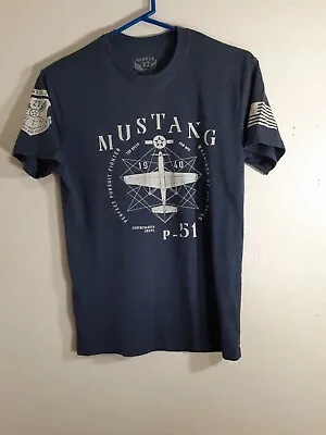 Bunker 27 Mustang P-51 Men's T-Shirt Small Blue • $10