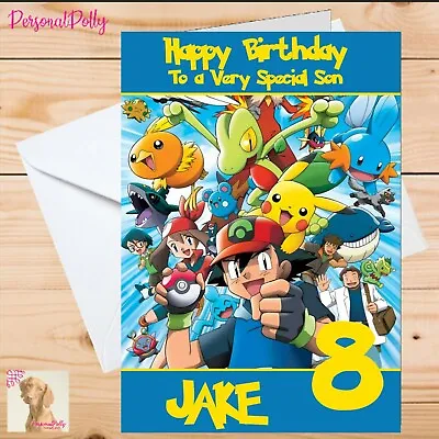 £2.96 • Buy Personalised Pokemon Card Birthday Unofficial Ball Pikachu Pokeball