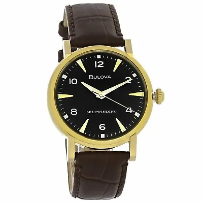 Bulova Men's Automatic American Clipper Gold Tone Brown 39mm Watch 97A151 • $144.99