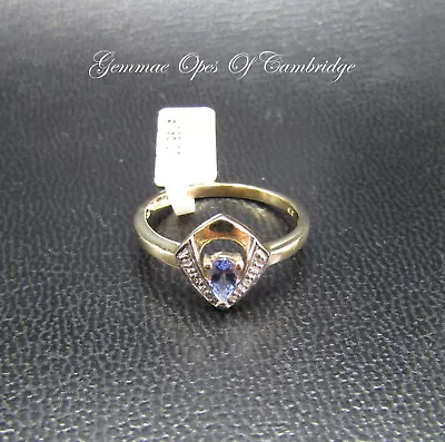 Dainty New 9ct Gold Tanzanite And Diamond Ring Size M 1/2 2g 9k • £144.99