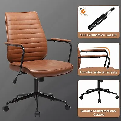 Brown Office Chair Modern Desk Chair Mid Century Home Office Capacity 400lbs • $117