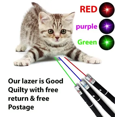 LASER TEASER PEN CAT KITTEN Fun Exercise Play Toy Mouse Projecting Pointer Flash • £3.99