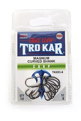 Eagle Claw TroKar Carp Hooks - Long Shank Wide Gape Chod Curved Shank HD • £4.99