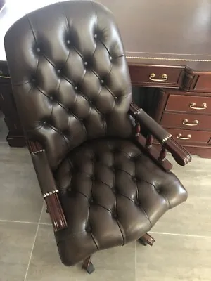 $1195 • Buy Chesterfield  FULL GENUINE LEATHER Executive CEO Desk Office Chair  (Brown)