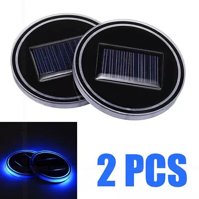 Blue LED Solar Cup Pad Car Accessories Cover Interior Decoration Light Car Parts • $13.69