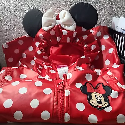 NEW Red With White Pokie Dots Disney Junior Minnie Mouse Rain Coat - Size 4T • $40