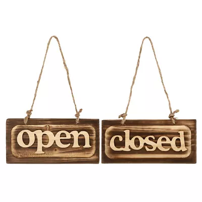  2 Pcs Wooden Cafe Door Sign Hanging Open Closed Board Welcome • £12.99