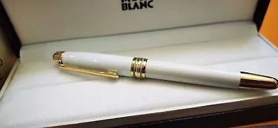 New Montblanc Meisterstack Mb163P Gold White Rollerball Pen With Box • $119