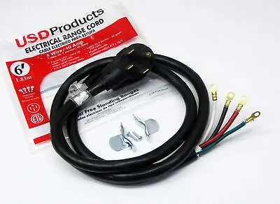 Range Oven Electric Power Cord 4 Prong Wire 40 Amp 6' Foot Heavy Duty • $24.51