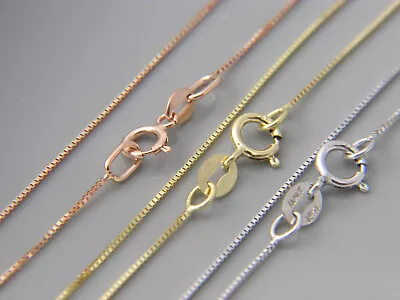 14k Gold Box Necklace Solid 14kt Gold Box Chain Yellow Gold Rose Gold White Gold • $79.99