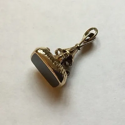 Vintage Antique Hallmarked 9ct 9k Gold Black Onyx Watch Chain Fob Charm Pendant • £195