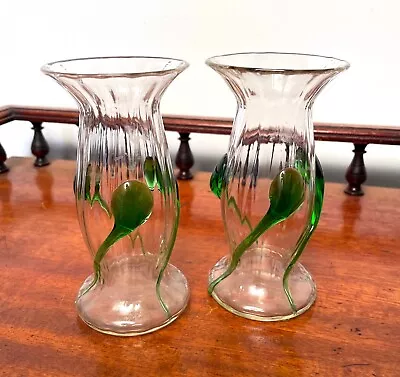 A Fine Pair Of Antique Late 19thc Glass Vases Prob Bohemian • £16