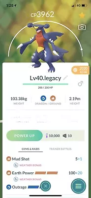 $13 • Buy Garchomp Legacy Pokemon Trade Go Lv40 Unlocked Charge Move Pokémon Go Master Pvp
