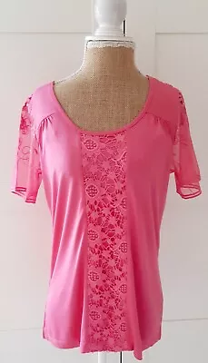  Freemans Linea Tesini Ladies Pink Lace Blouse T-shirt Top Size 10 NEW • £10.49