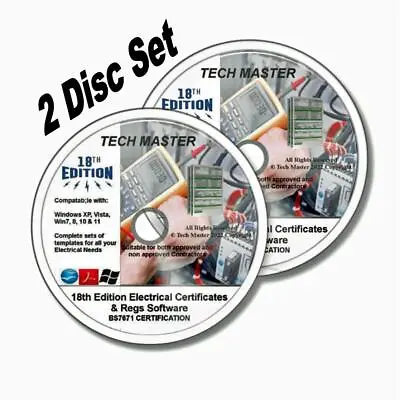 £10.91 • Buy 2 Disc Set 18th EDITION ELECTRICAL CERTIFICATES BS7671 + PAT TEST DVD Amend 2