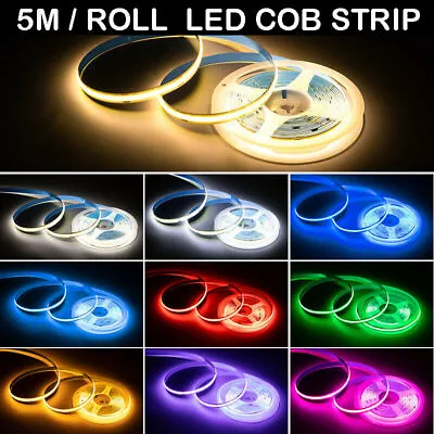 16.4ft / 5M 12V 384leds/m COB LED Lights Strip Bendable Tape For Boat Car Party • $20.40