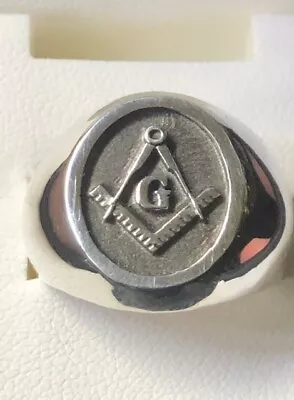 £42.64 • Buy Masonic Classic Hollow Oval Ring Sterling Silver 925 Sizes 6-16