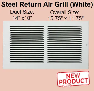 Air Return Vent Cover Grille 10 X 14 Duct Size Steel Wall Ceiling Sidewall White • $16.95