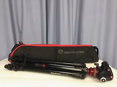 Manfrotto 755XB Tripod W MHXPRO-2W Fluid Head & MBAG75PN Bag • £233.39