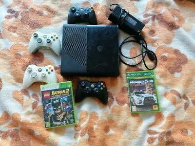 Microsoft Xbox 360 E Launch Edition 250GB Black Console 4 Controlelrs And 2 Game • $300