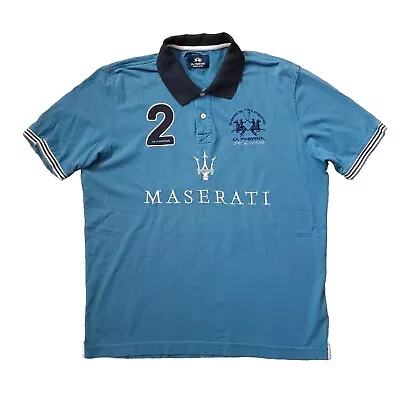 La Martina Buenos Aires Polo Shirt Mens L Blue Maserati Polo Team Short Sleeve • $45.99