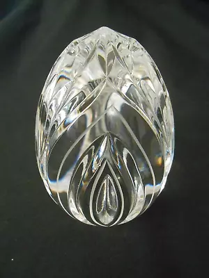 Large 4.5” Crystal Design Glass Egg Shaped Paperweight Beautiful ~ MINT • $27