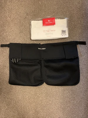 £20 • Buy Maclaren Twin Organiser Mesh Pram Bag Black Parent Console Cup Holder Pouch