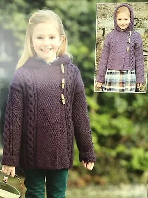 £1.99 • Buy Girls Knitting Pattern For Aran Duffle Coat 2 To 13 Years.   (203a)