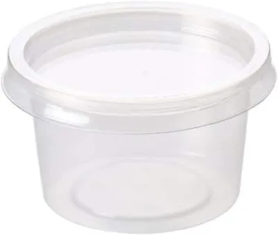 2oz & 4oz Sauce Pots With Lids Round Food Containers Deli Pots Plastic Sauce Pot • £0.99