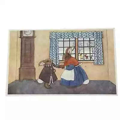 Postcard The Careful Mother Anthropomorphic Rabbits Bunny Mother Child A275 • $14.99