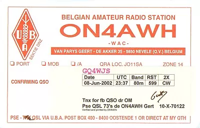 £2.89 • Buy 1 X QSL Card Radio Belgium ON4AWH Nevele 2002 ≠ T021