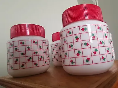 X4 VINTAGE ARCOPAL Cannister Jars Milk Glass. Retro. Kitchen COTTAGECORE Home • £19.99
