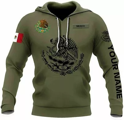 Personalized Name Mexican Mexico Flag Symbol Unisex 3d Hoodie Us Size Best Price • $27.98