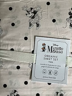 POTTERY BARN KIDS Disney Minnie Mouse Organic TWIN 3 Pc Sheets Set - NEW Pink • $71.99