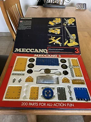 Vintage Meccano Set 3 Complete Except For 2 Minor Bits Orig Box With Manuals. • £10