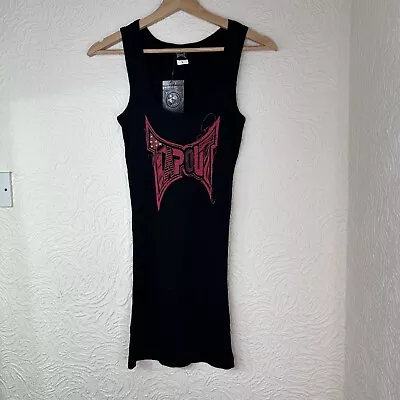 Womens Tapout Black Printed Stretch Cotton Tank Top Vest Ladies Large -NEW! • £15