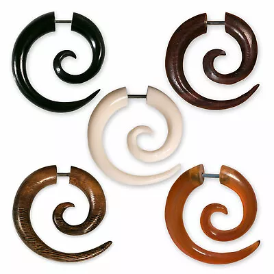 Fake Spiral Stretcher Horn Bone Piercing Earring Twist Handmade Piercing Jewelry • £6.44