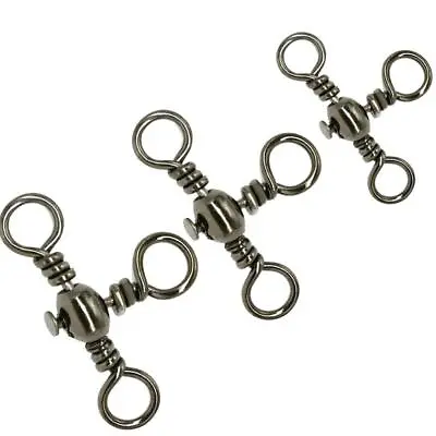 50pcs Lure Line 3 Way Rolling Solid Ring Swivel Ring Fishing Line Connector • $17.22