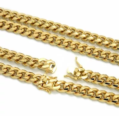 Mens Heavy 10mm 24  26  30  Miami Cuban Link Chain 14k Gold Finish Necklace • $20.99