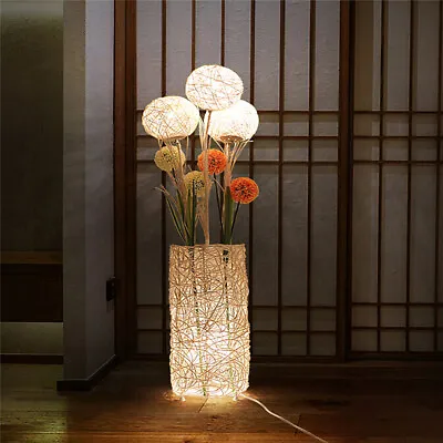 £50.96 • Buy Rattan Floor Light 3 Bulbs Standing Lamp Decor For Living Room Hotel Restaurant