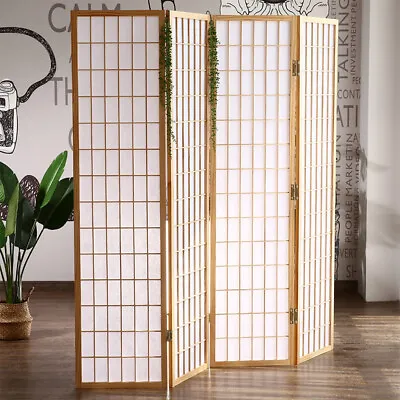 Japanese Room Divider Privacy Screen Made Of Pine Wooden Frame Non-Woven Fabric • £79.95