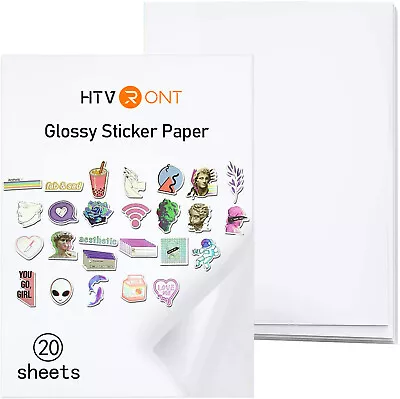 $31.99 • Buy Printable Vinyl Sticker Paper - White Waterproof Sheets For Inkjet&Laser Printer
