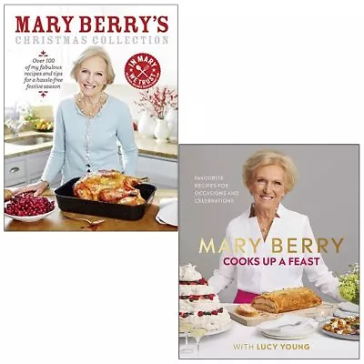 Mary Berrys Christmas Collection & Mary Berry Cooks Up A Feast 2 Books Collecti • £24.53