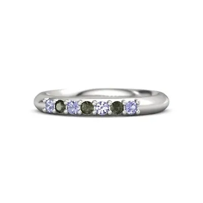 0.6ct Tanzanite Green Apatite Eternity Band Ring 925 Silver Jewelry Gift • £41.66