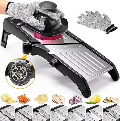 7-in-1 Adjustable Stainless Steel Mandoline Vegetable Food Slicer For Kitchen - • $33.88