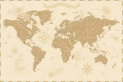 Vintage World Map Cool Huge Large Giant Poster Art 54x36 • $29.98