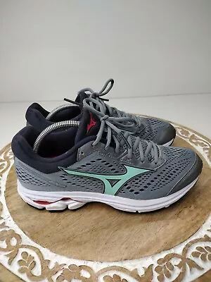 Mizuno Wave Rider 22 Gray Blue Running Fitness Shoes Women's 8.5 J1GD183135 • $39