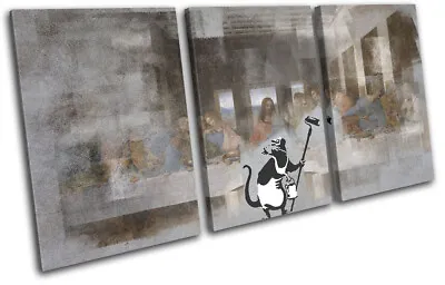 Last Supper Banksy Painter Urban TREBLE CANVAS WALL ART Picture Print • £39.99